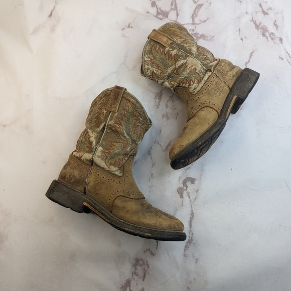 Ariat Boot Boys 3 Workhog Western Cowboy Cowgirl Kid Youth Brown Leather 1007836 - Picture 1 of 12